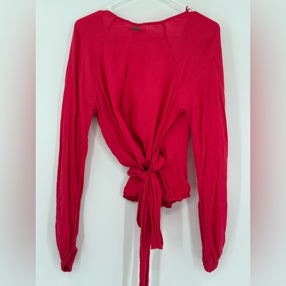 Billabong Wrap Blouse Top Long‎ Sleeve L - Picture 2 of 3